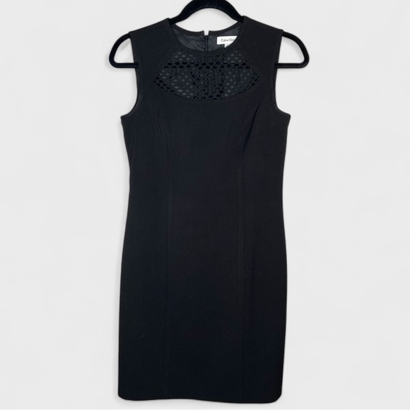 Calvin Klein Sheath dress, black, mesh insert, EUC, size 2 - Picture 3 of 6